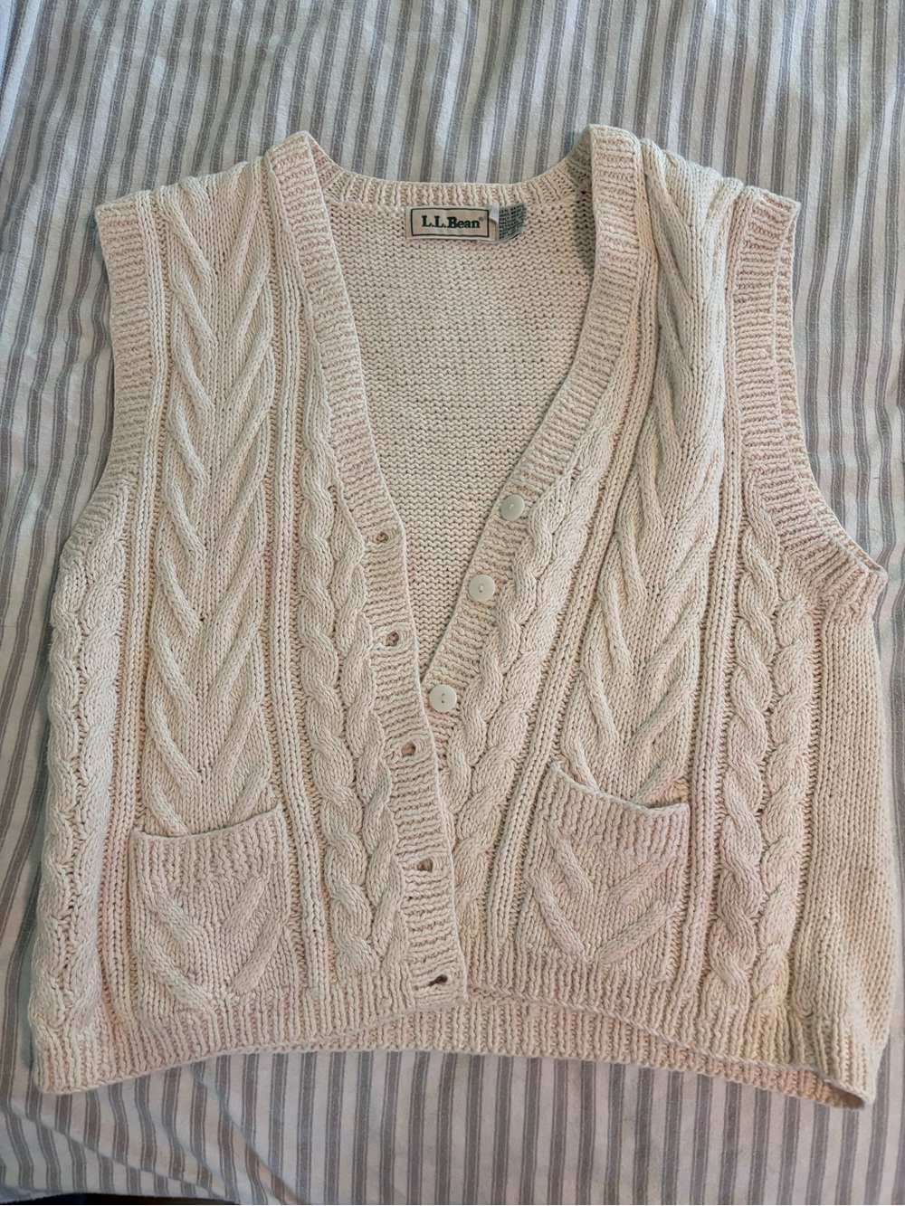 LL Bean cream white sweater vest M